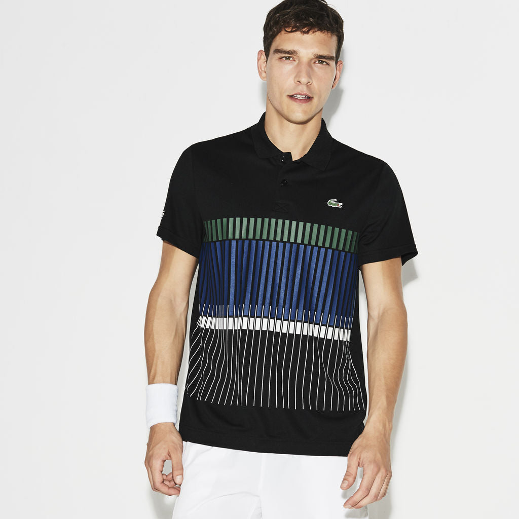 Minimaal Verlengen eenheid Lacoste X Novak Djokovic Vertical Stripe Men's Polo Shirt in Black –  Sportique