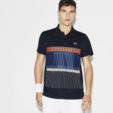 Lacoste X Novak Djokovic Vertical Stripe Men's Polo Shirt |  Navy Blue