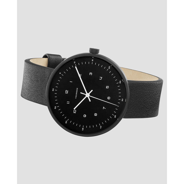 The Horse Minimal 34 mm Matte Black Watch | Black/Black