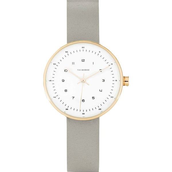 The Horse Minimal 34 mm Rose Gold Watch | White/Grey