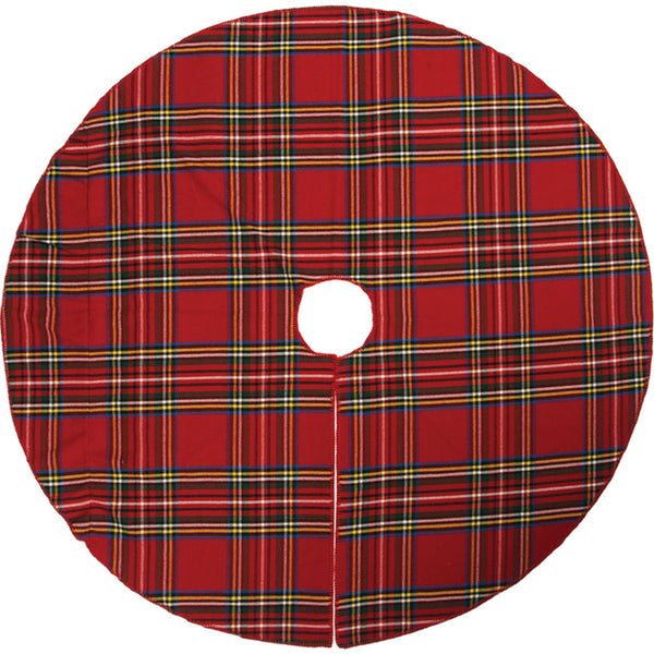 Faribault Stewart Plaid Tree Skirt | Red- BASPRD1492