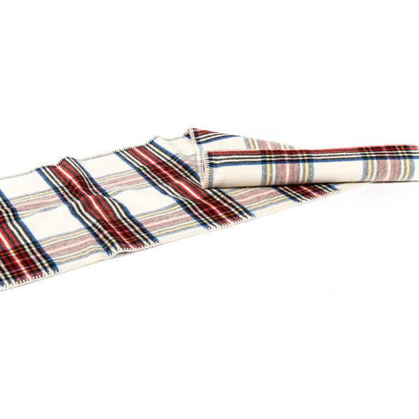 Faribault Stewart Plaid Table Runner | White- BASPWH1454