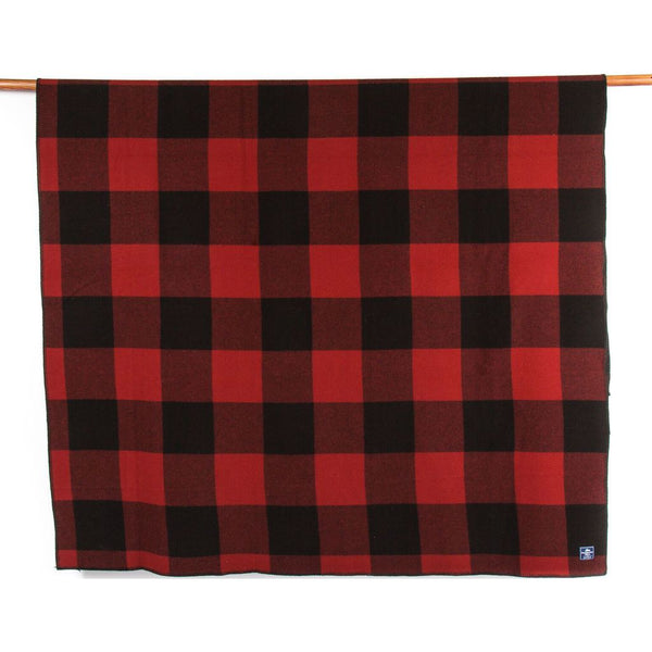 Faribault Oversized Buffalo Check Wool Blanket | Red/Black