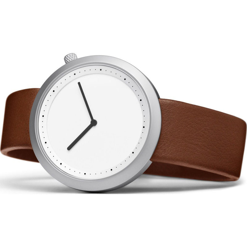 bulbul Facette 07 Watch | Matte Steel on Brown Italian Leather F07