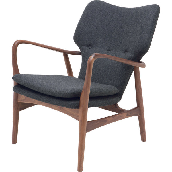 Nuevo Patrik Lounge Chair | Dark Grey Wool/Walnut