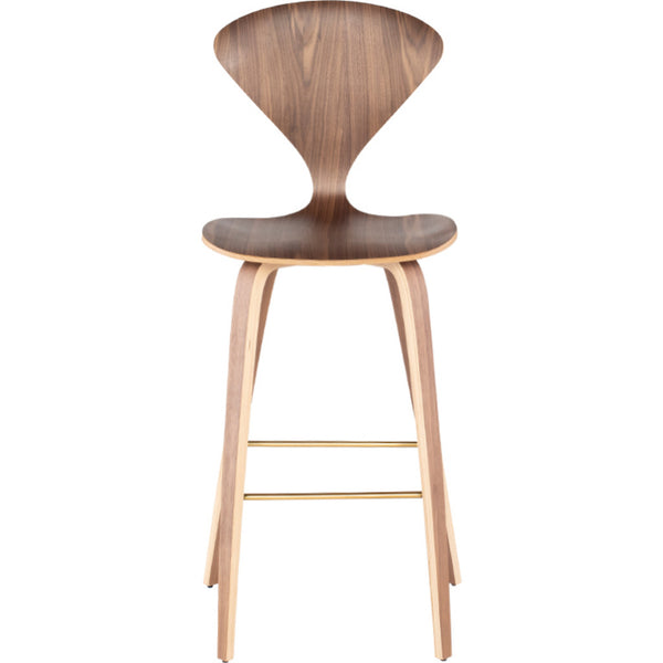 Nuevo Satine Bar Stool | Walnut / Brushed gold