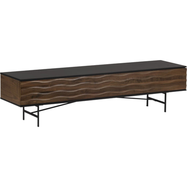 Nuevo Swell Media Unit | Black / Walnut / Metal Base HGPM104