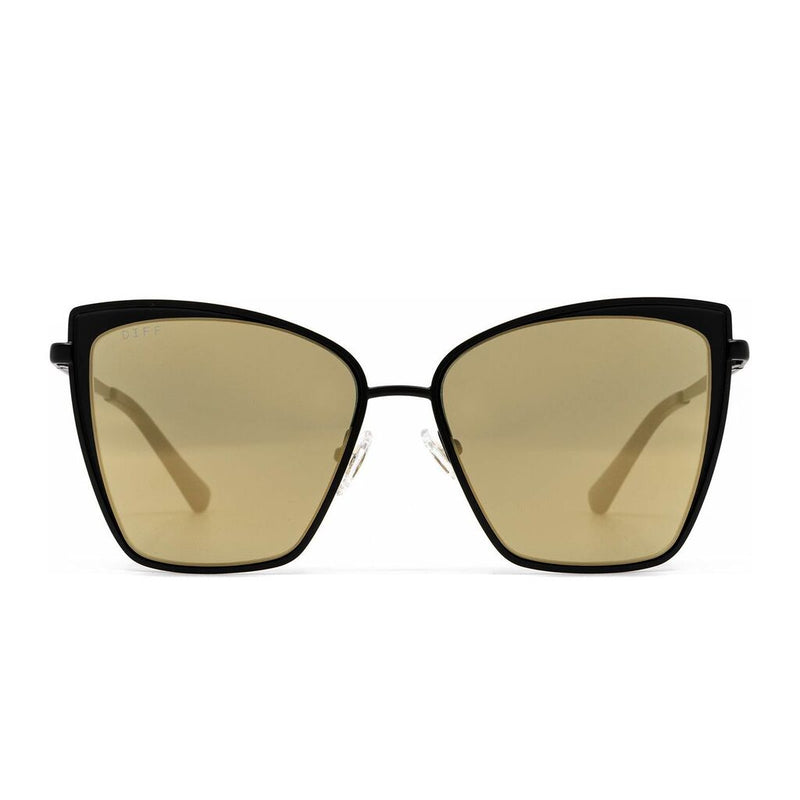 Diff Eyewear Becky Sunglasses | Matte Black + Gold Mirror Lens