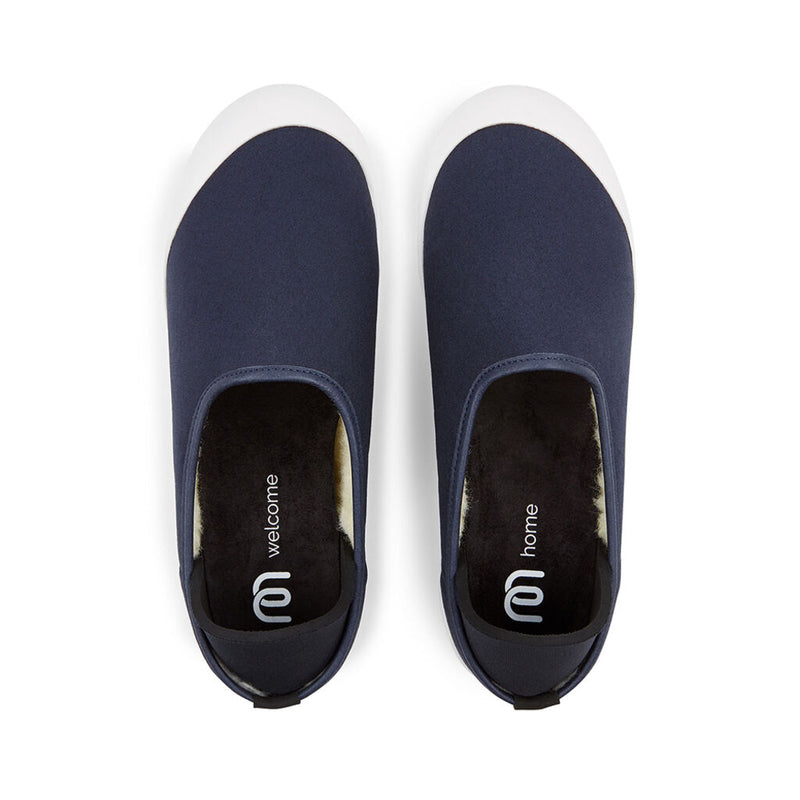 Mahabis Curve Canvas Slippers | Navy/White