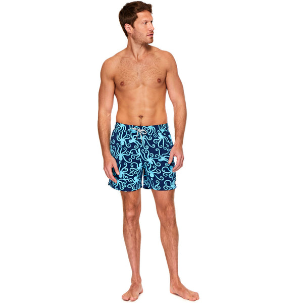 Tom & Teddy Men's Octopus Shorts | Dark Blue & Sky 