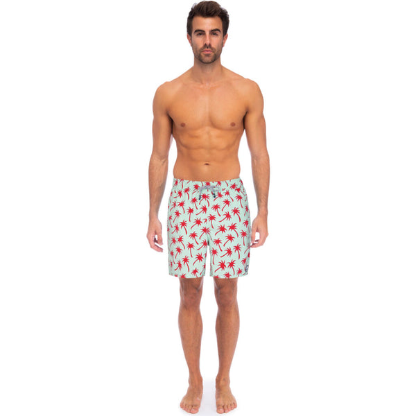 Tom & Teddy Men's Palms Shorts | Ice Green & Fuchsia 