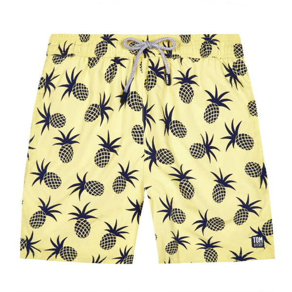 Tom & Teddy Men's Pineapple Shorts | Yellow & Blue 