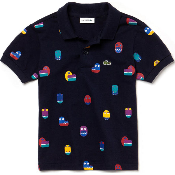 Lacoste Boy's Crocodile Print Mini Pique Polo | Navy Blue/Multicolor