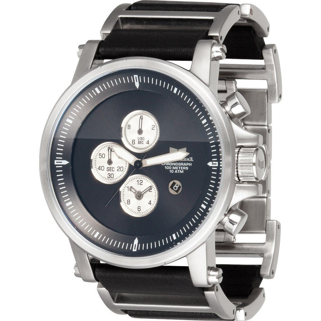 Vestal Plexi Leather Watch Brushed Silver/Black/Black PLE036 – Sportique