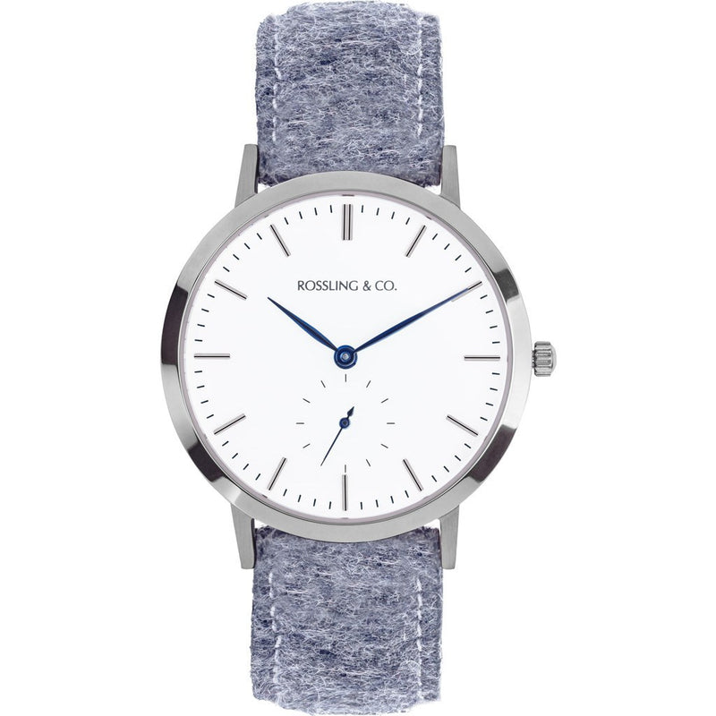 Rossling & Co. Modern 36mm Stirling Watch | Silver/White/Blue RO-003-018