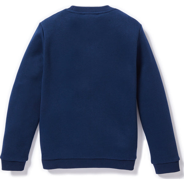 Lacote Boy's Crew Neck Colorblock Lettering Fleece Sweatshirt | Navy Blue