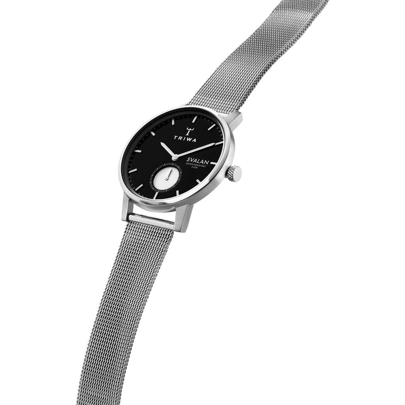 Triwa Ebony Svalan Watch | Steel Mesh Super Slim SVST103-MS121212