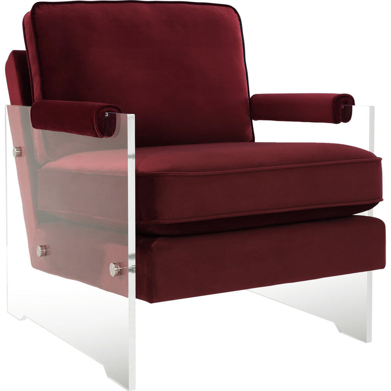 TOV Furniture Serena Velvet/Lucite Chair | Burgundy- TOV-A107