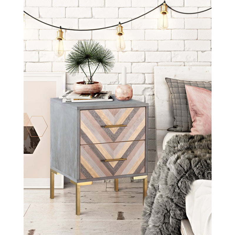 TOV Furniture Quinn Side Table | Grey, Gold- TOV-G5499