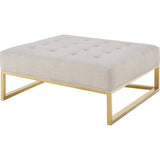 TOV Furniture Nova Metallic Linen Ottoman | Beige TOV-O97