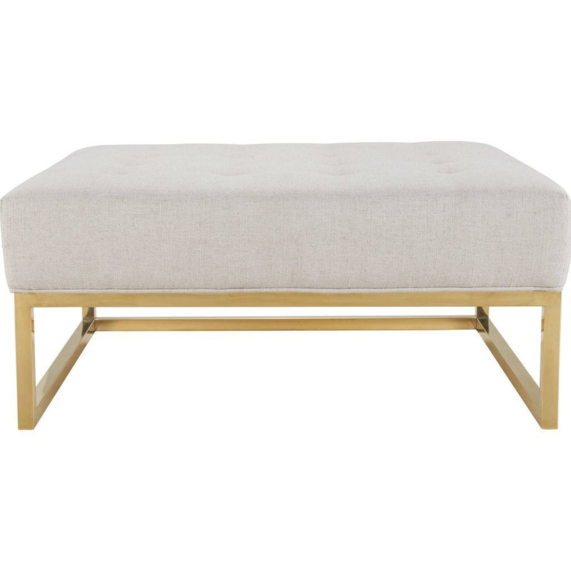 TOV Furniture Nova Metallic Linen Ottoman | Beige TOV-O97