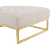 TOV Furniture Nova Metallic Linen Ottoman | Beige TOV-O97