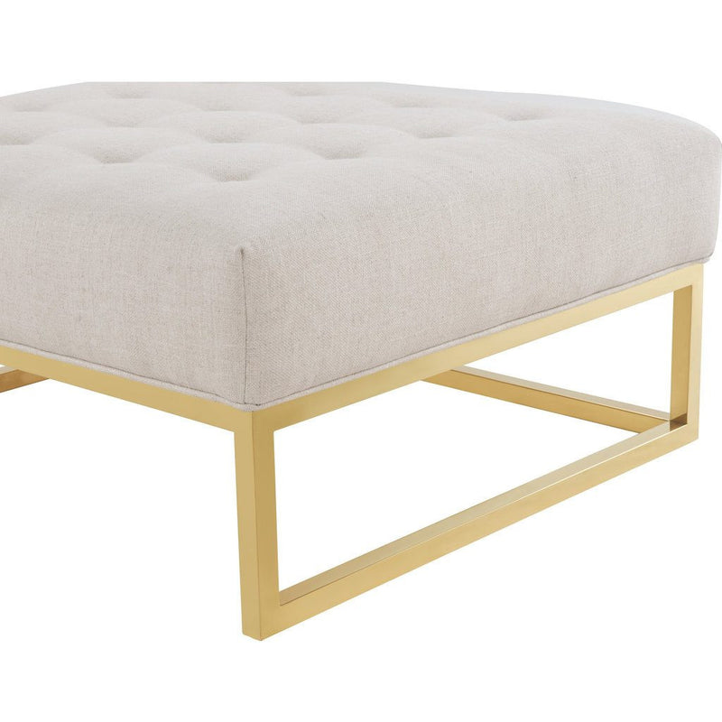 TOV Furniture Nova Metallic Linen Ottoman | Beige TOV-O97