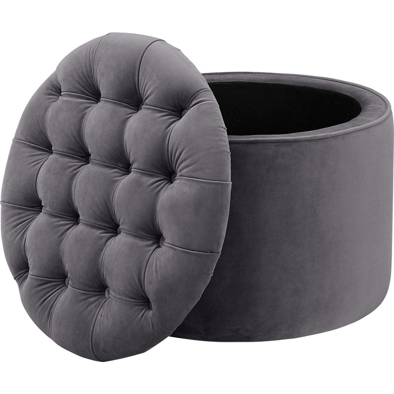 TOV Furniture Queen Velvet Storage Ottoman | Grey- TOV-OC145