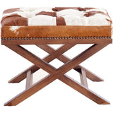 TOV Furniture Moo X Genuine Cowhide Ottoman | Brown/White TOV-OT2044