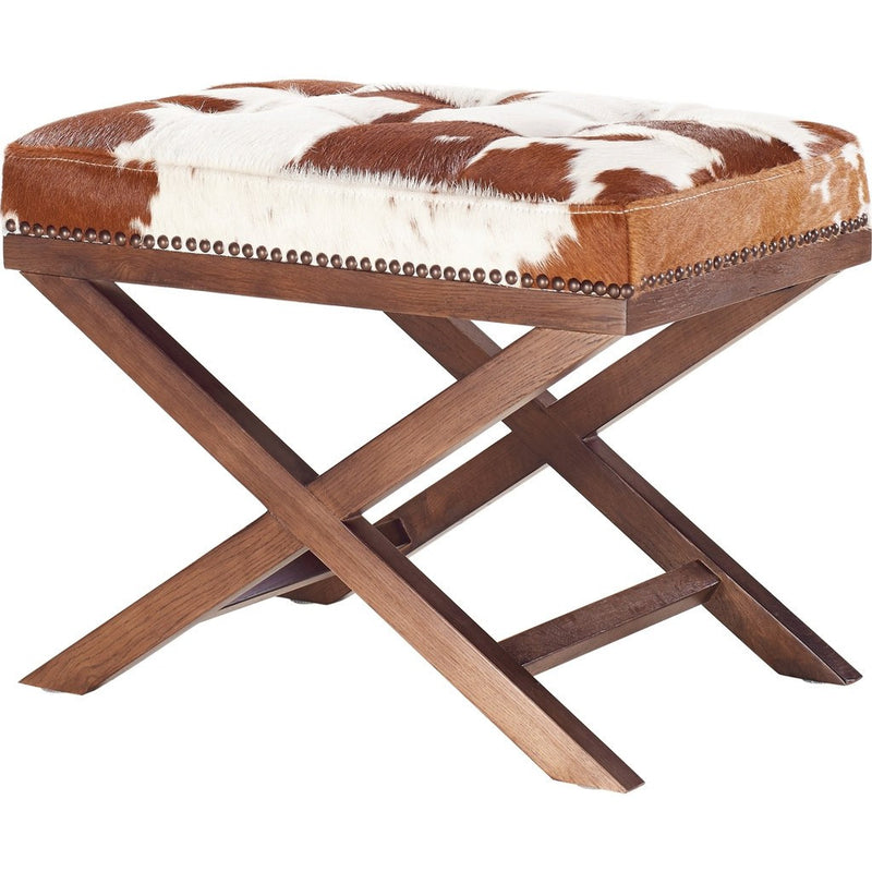 TOV Furniture Moo X Genuine Cowhide Ottoman | Brown/White TOV-OT2044