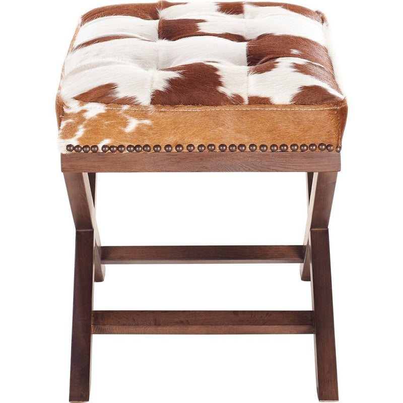 TOV Furniture Moo X Genuine Cowhide Ottoman | Brown/White TOV-OT2044