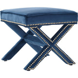 TOV Furniture Reese Velvet Ottoman | Navy TOV-OT2045