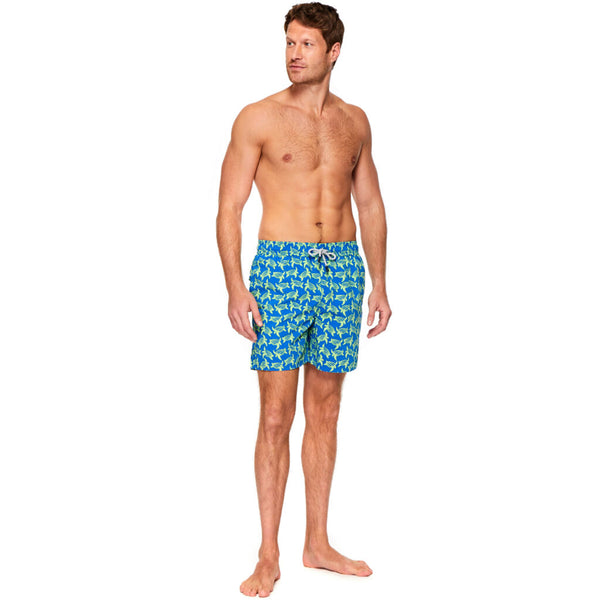 Tom & Teddy Men's Turtle Shorts | Blue & Lime 