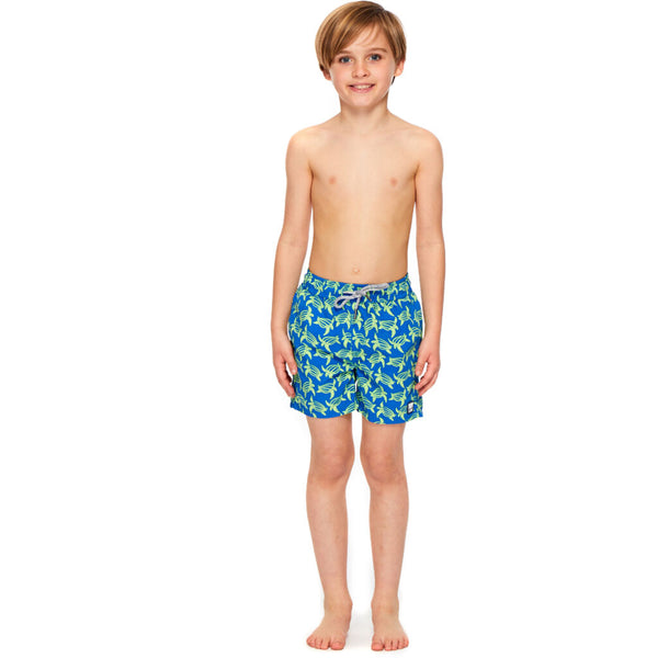 Tom & Teddy Boy's Turtle Shorts | Blue & Lime 