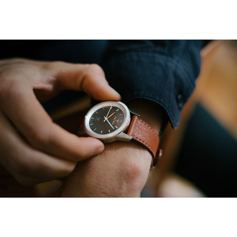 Triwa Brushed Grey Tio Watch | Brown Classic