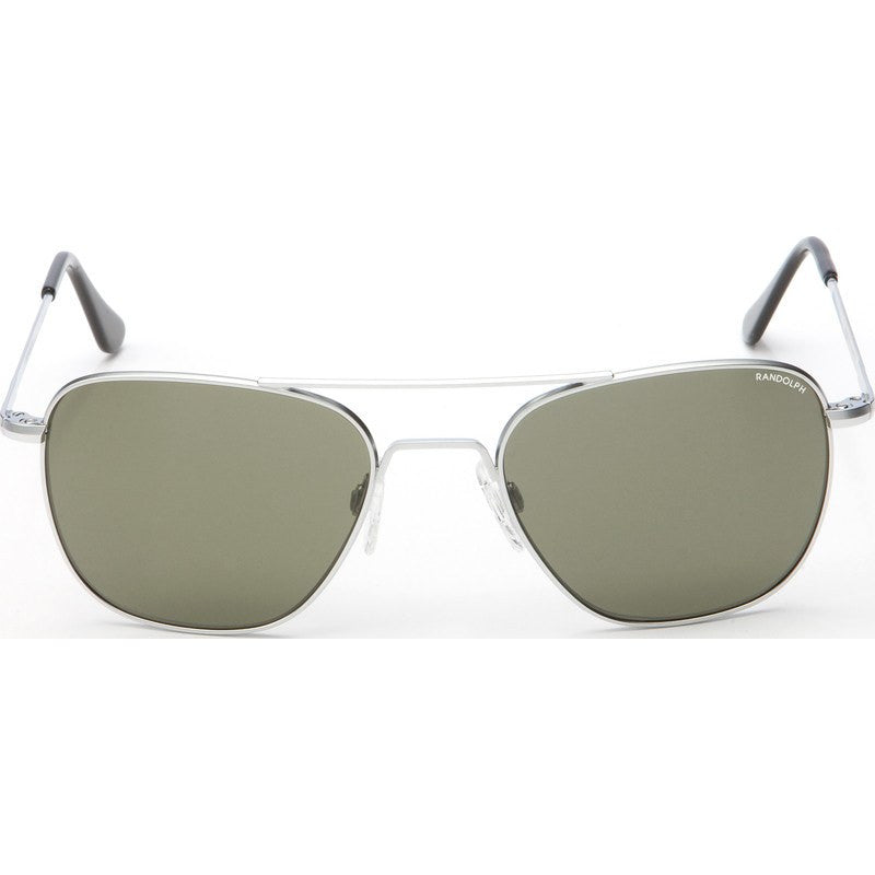 Randolph Engineering Aviator Matte Chrome Sunglasses 55mm Gray Polarized Glass Skull Af54434