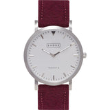 Shore Projects Cowes Watch with Wool Strap | Silver / Burgundy S034S