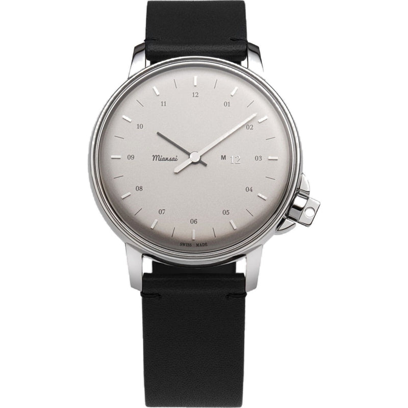 Miansai M12 Swiss Stainless Steel Silver Watch Black Leather – Sportique