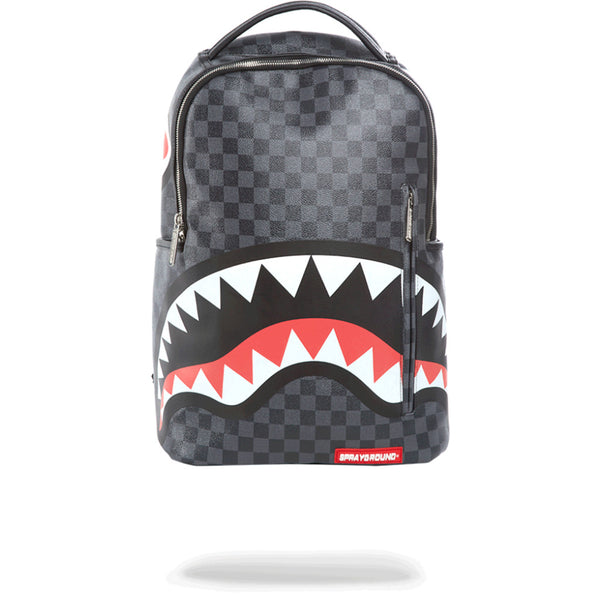 Sprayground Checkered Shark Paris Backpack Brown Monogram Books Bag School  B5639